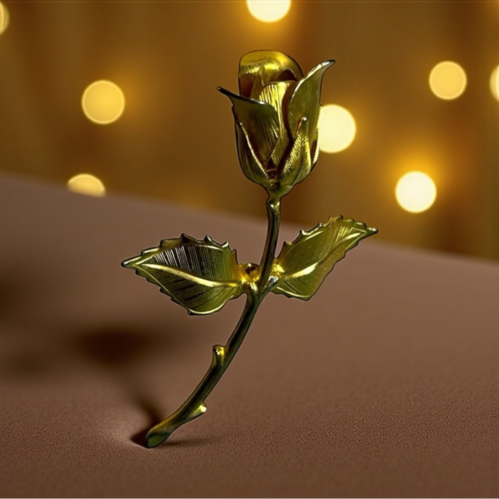 Gold Rose Pin Brooch